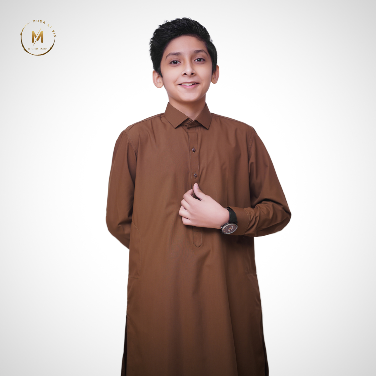 Kids Brown Shalwar Kameez