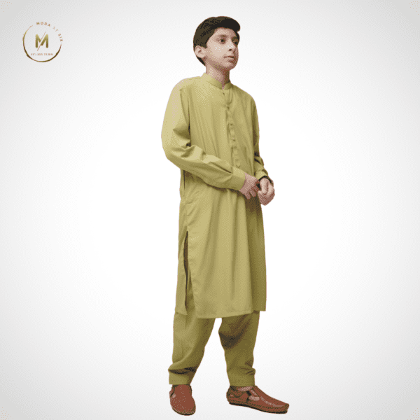 Kids Olive Green Shalwar Kameez